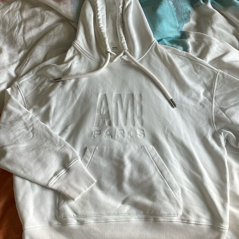 Ami Paris Embroidered White Hoodie- Men’s S NWT